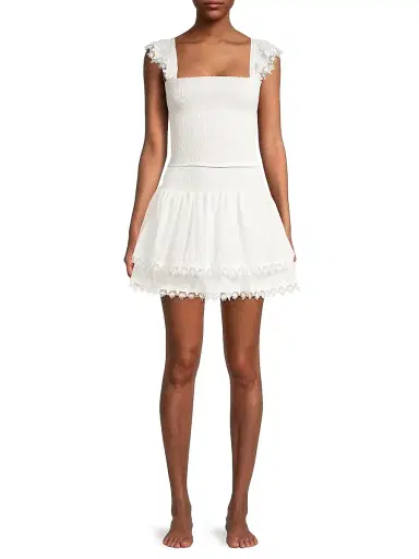 Peixoto Women's Belle Smocked Tiered Miniskirt - White - Size XL | Thumbnail 2 Peixoto Women's Belle Smocked Tiered Miniskirt - White - Size XL | Thumbnail 2