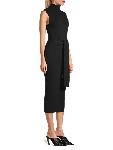 Toccin Women's Rowan Tie-Waist Knit Midi Dress - Jet | Thumbnail 4 Toccin Women's Rowan Tie-Waist Knit Midi Dress - Jet | Thumbnail 4