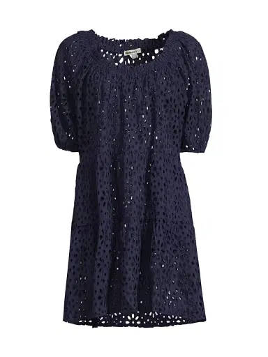 Change of Scenery Women's Kelly Cotton Eyelet Cover-Up Dress - Navy - Size Medium | Thumbnail 1