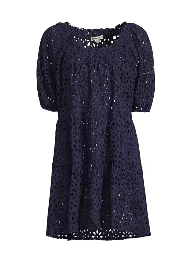 Change of Scenery Women's Kelly Cotton Eyelet Cover-Up Dress - Navy