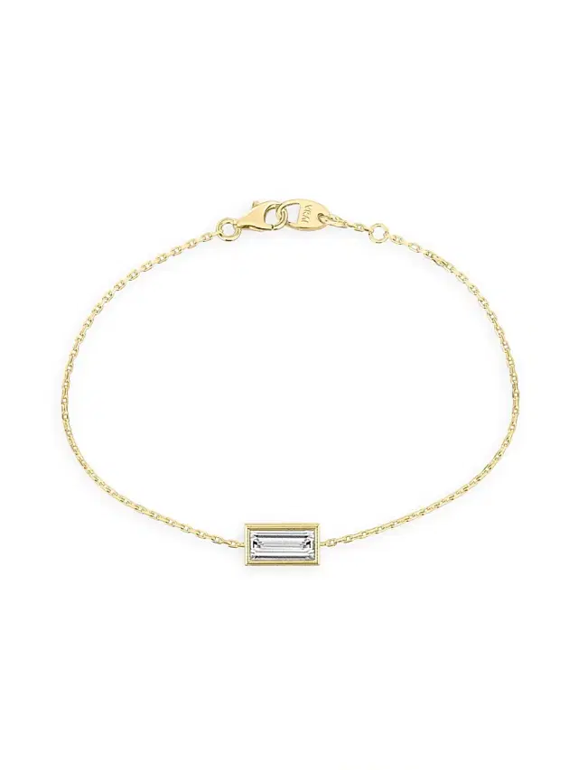 Women's Bezel Essentials 14K Gold & 0.50 TCW Lab-Grown Diamond Baguette Solitaire Bracelet - Yellow Gold
