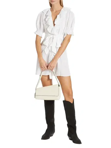 DÔEN Women's Piper Belted Ruffled Minidress - Salt - Size Large | Thumbnail 2