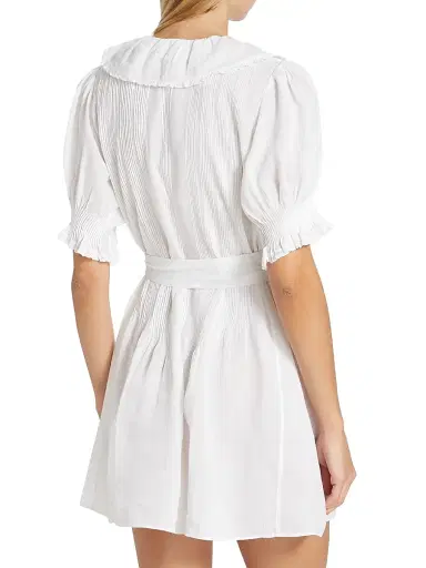 DÔEN Women's Piper Belted Ruffled Minidress - Salt - Size Large | Thumbnail 5