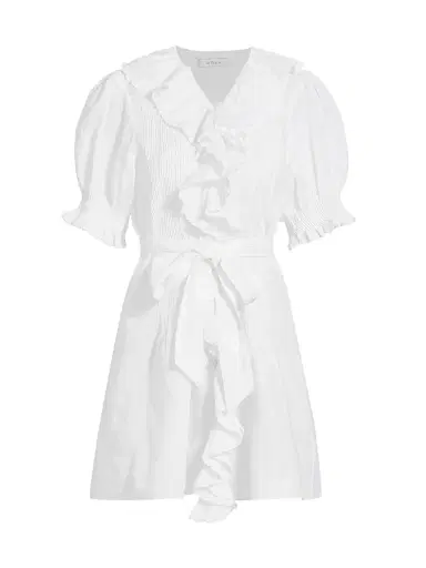 DÔEN Women's Piper Belted Ruffled Minidress - Salt - Size Large | Thumbnail 1