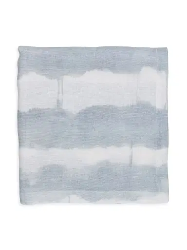 Kim Seybert Watercolor Stripe Tablecloth - White Blue Grey | Thumbnail 2