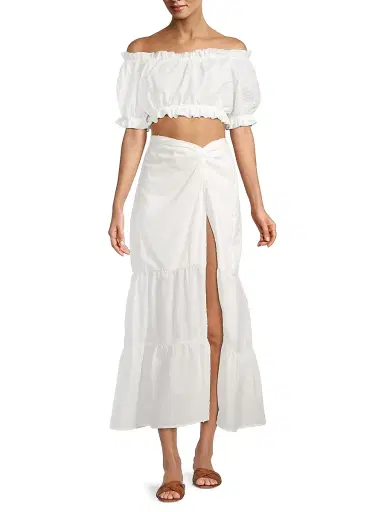 Peixoto Women's Valentina Cotton Maxi Skirt - White Lotus - Size XL | Thumbnail 2