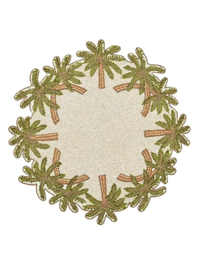 Kim Seybert Oasis Beaded Placemat -  Green Gold