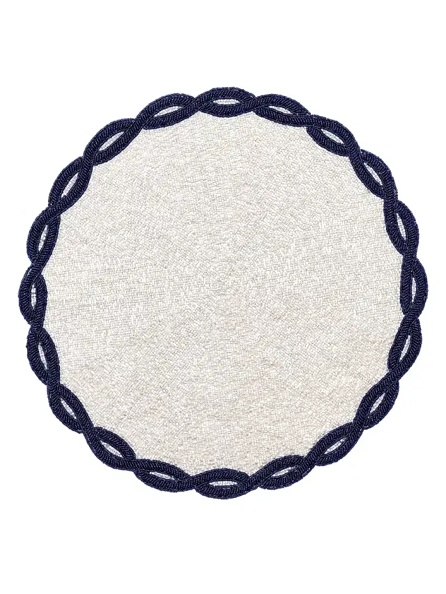 Kim Seybert Infinity Beaded Placemat - White Navy