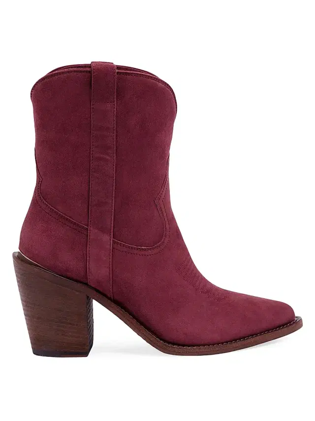 Partlow Women's Leigh Anne 90MM Suede Ankle Booties - Bordeaux - Size 11