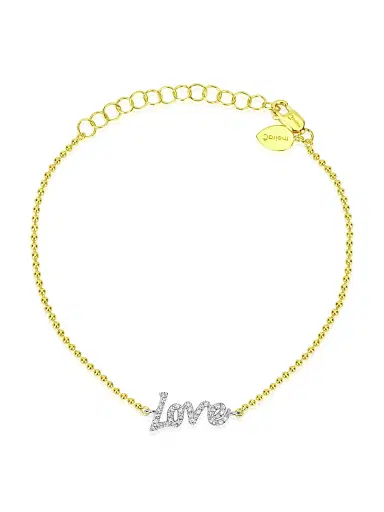 Meira T Women's Love 14K Yellow Gold & 0.10 TCW Diamond Bead Chain Bracelet - Yellow Gold | Thumbnail 1