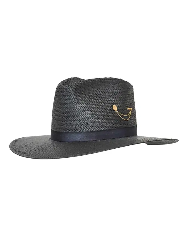 Women's Wanderer Packable Straw Fedora - Black