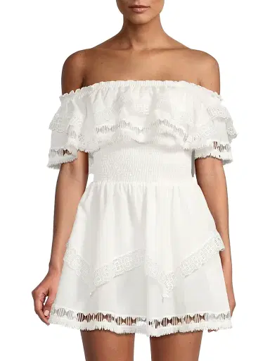 Peixoto Women's Wyatt Lace-Trim Dress - White - Size Large | Thumbnail 3
