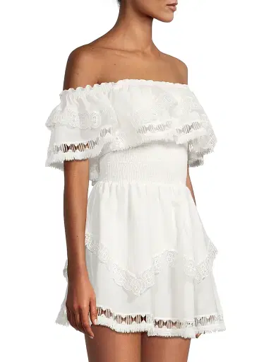 Peixoto Women's Wyatt Lace-Trim Dress - White - Size Large | Thumbnail 4