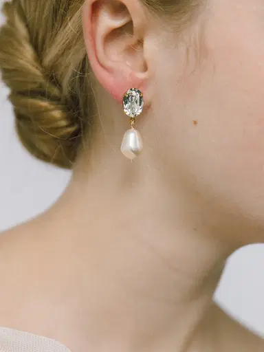Jennifer Behr Women's Tunis 24K Gold-Plated, Crystal & Glass Pearl Drop Earrings - Diamond | Thumbnail 2