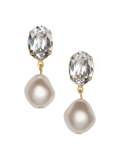 Jennifer Behr Women's Tunis 24K Gold-Plated, Crystal & Glass Pearl Drop Earrings - Diamond | Thumbnail 1