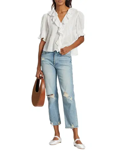 DÔEN Women's Henri Ruffled Top - Salt - Size XL | Thumbnail 2 DÔEN Women's Henri Ruffled Top - Salt - Size XL | Thumbnail 2