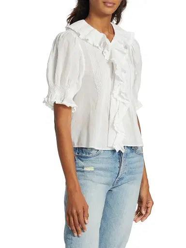 DÔEN Women's Henri Ruffled Top - Salt - Size XL | Thumbnail 4 DÔEN Women's Henri Ruffled Top - Salt - Size XL | Thumbnail 4