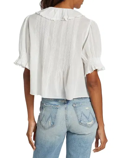 DÔEN Women's Henri Ruffled Top - Salt - Size XL | Thumbnail 5 DÔEN Women's Henri Ruffled Top - Salt - Size XL | Thumbnail 5