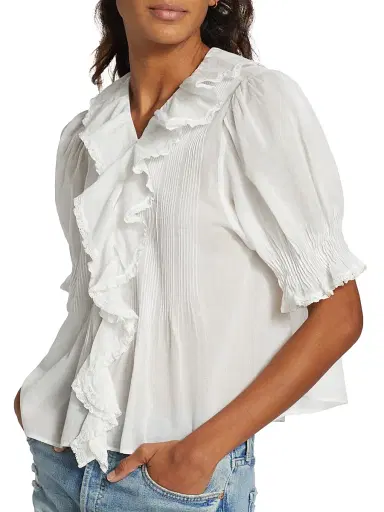 DÔEN Women's Henri Ruffled Top - Salt - Size XL | Thumbnail 6 DÔEN Women's Henri Ruffled Top - Salt - Size XL | Thumbnail 6