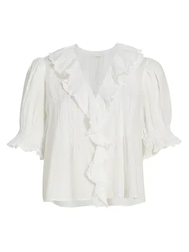 DÔEN Women's Henri Ruffled Top - Salt - Size XL | Thumbnail 1 DÔEN Women's Henri Ruffled Top - Salt - Size XL | Thumbnail 1