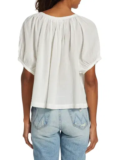 DÔEN Women's June Puff-Sleeve Top - Salt | Thumbnail 5