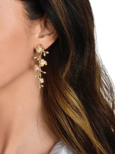 Anabel Aram Women's Orchid 18K-Gold-Plated & Cubic Zirconia Drop Earrings - Fuchsia | Thumbnail 2 Anabel Aram Women's Orchid 18K-Gold-Plated & Cubic Zirconia Drop Earrings - Fuchsia | Thumbnail 2