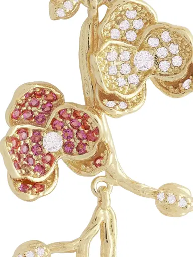 Anabel Aram Women's Orchid 18K-Gold-Plated & Cubic Zirconia Drop Earrings - Fuchsia | Thumbnail 4 Anabel Aram Women's Orchid 18K-Gold-Plated & Cubic Zirconia Drop Earrings - Fuchsia | Thumbnail 4