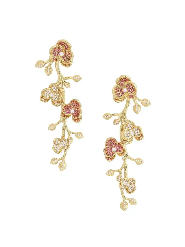 Women's Orchid 18K-Gold-Plated & Cubic Zirconia Drop Earrings - Fuchsia