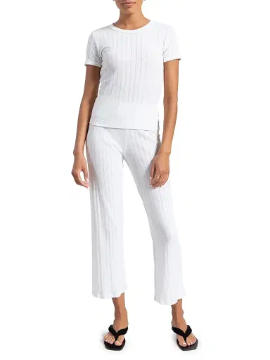 LESET Women's Pointelle Burnout Crop Pants - White - Size XL | Thumbnail 2 LESET Women's Pointelle Burnout Crop Pants - White - Size XL | Thumbnail 2
