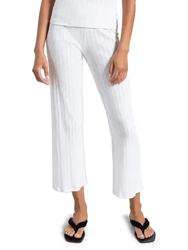 LESET Women's Pointelle Burnout Crop Pants - White - Size XL | Thumbnail 1 LESET Women's Pointelle Burnout Crop Pants - White - Size XL | Thumbnail 1