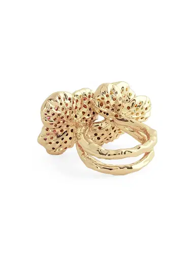 Anabel Aram Women's Double Orchid 18K Gold-Plated & Cubic Zirconia Ring - Fuchsia | Thumbnail 2 Anabel Aram Women's Double Orchid 18K Gold-Plated & Cubic Zirconia Ring - Fuchsia | Thumbnail 2