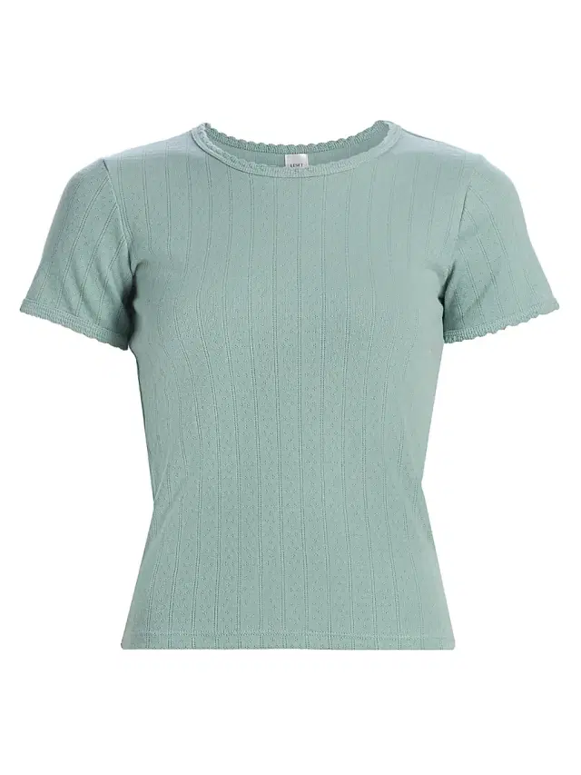 Women's Pointelle Crewneck T-Shirt - Eucalyptus