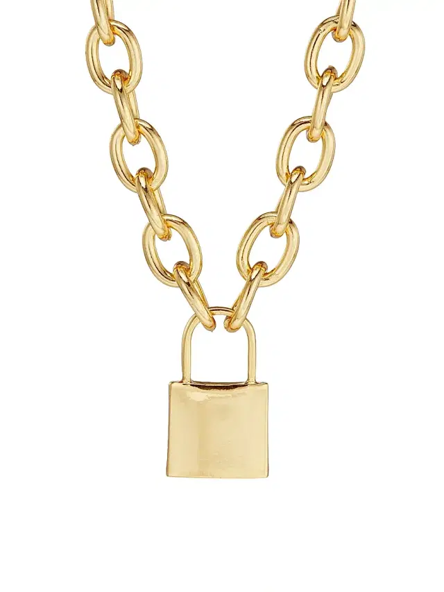 Women's Goldtone Lock Pendant Necklace - Gold