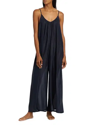 Pour Les Femmes Women's Silk Charmeuse Jumpsuit - Navy - Size Large | Thumbnail 3 Pour Les Femmes Women's Silk Charmeuse Jumpsuit - Navy - Size Large | Thumbnail 3