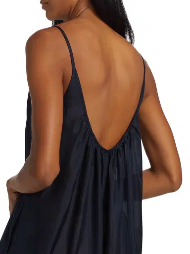 Pour Les Femmes Women's Silk Charmeuse Jumpsuit - Navy - Size Large | Thumbnail 6 Pour Les Femmes Women's Silk Charmeuse Jumpsuit - Navy - Size Large | Thumbnail 6