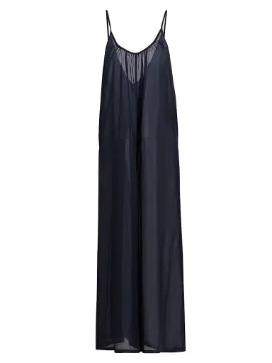 Pour Les Femmes Women's Silk Charmeuse Jumpsuit - Navy - Size Large | Thumbnail 1 Pour Les Femmes Women's Silk Charmeuse Jumpsuit - Navy - Size Large | Thumbnail 1