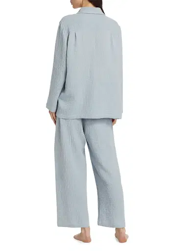 Pour Les Femmes Women's Angel Cotton Gauze Long 2-Piece Pajama Set - Celestine - Size Large | Thumbnail 5 Pour Les Femmes Women's Angel Cotton Gauze Long 2-Piece Pajama Set - Celestine - Size Large | Thumbnail 5
