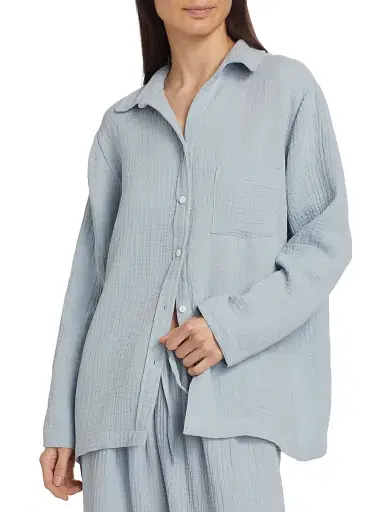 Pour Les Femmes Women's Angel Cotton Gauze Long 2-Piece Pajama Set - Celestine - Size Large | Thumbnail 6 Pour Les Femmes Women's Angel Cotton Gauze Long 2-Piece Pajama Set - Celestine - Size Large | Thumbnail 6