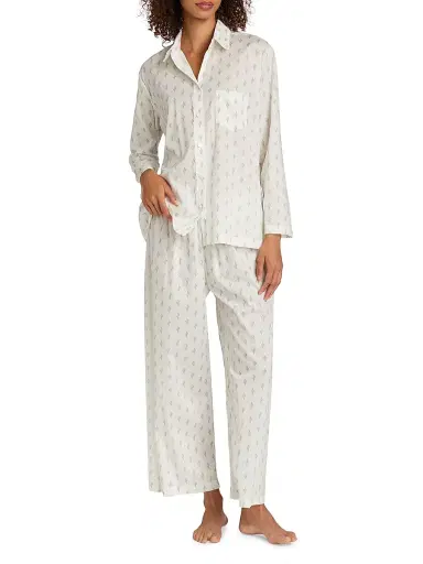 Pour Les Femmes Women's Cactus Cotton Long-Sleeve Pajamas - Cactus - Size Large | Thumbnail 2