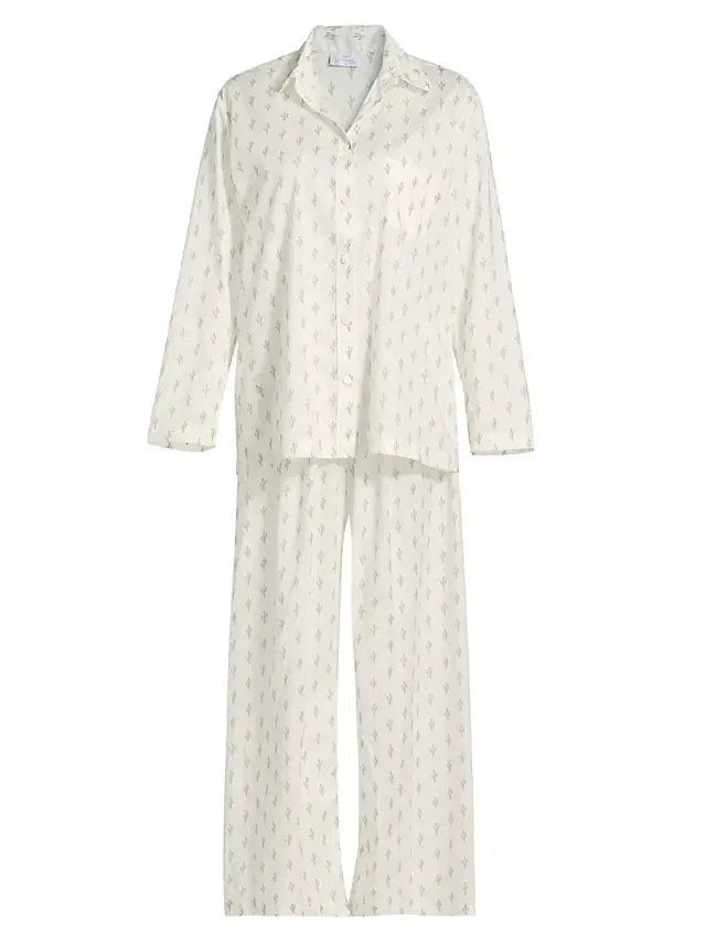 Pour Les Femmes Women's Cactus Cotton Long-Sleeve Pajamas - Cactus