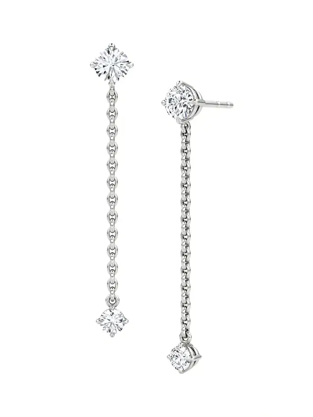 Women's 14K White Gold & 0.70 TCW Lab-Grown Diamond Drop Earrings - White Gold Women's 14K White Gold & 0.70 TCW Lab-Grown Diamond Drop Earrings - White Gold