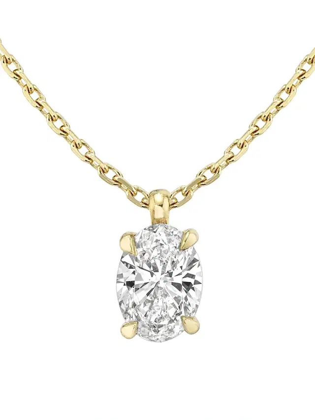 Women's Solitaire Classics 14K Gold & 1.00 TCW Lab-Grown Diamond Solitaire Oval Pendant - Yellow Gold