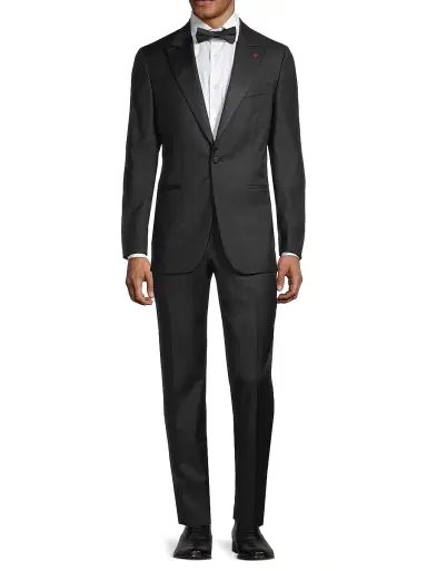 Isaia Men's Sanita Two-Button Wool Tuxedo - Black - Size 50 | Thumbnail 3