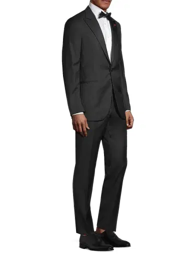 Isaia Men's Sanita Two-Button Wool Tuxedo - Black - Size 50 | Thumbnail 4