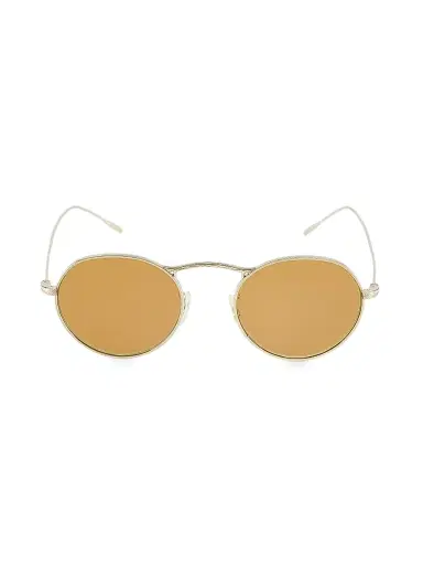 Oliver Peoples Men's 49MM Phantos Round Sunglasses - Lite Brown | Thumbnail 2