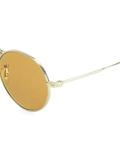 Oliver Peoples Men's 49MM Phantos Round Sunglasses - Lite Brown | Thumbnail 3