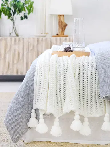 Pom Pom at Home Anacapa Oversized Throw Blanket - White | Thumbnail 5