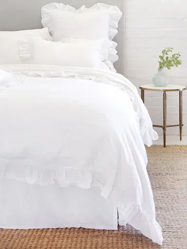 Pom Pom at Home Charlie Linen Duvet Cover - White Euro | Thumbnail 1