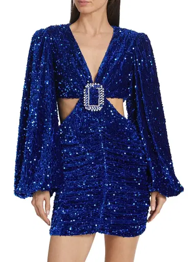 Line & Dot Women's Valeria Sequined Minidress - Royal Blue - Size XS | Thumbnail 3