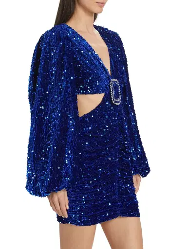 Line & Dot Women's Valeria Sequined Minidress - Royal Blue - Size XS | Thumbnail 4
